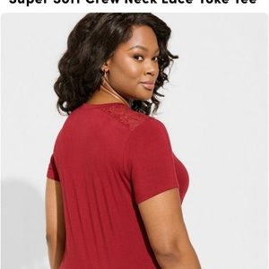 Super Soft Crew Neck Lace Yoke Tee